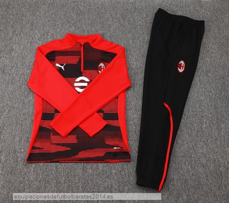 Nuevo Conjunto Completo Sudadera Entrenamiento AC Milan 24/25 Rojo I Negro Baratas